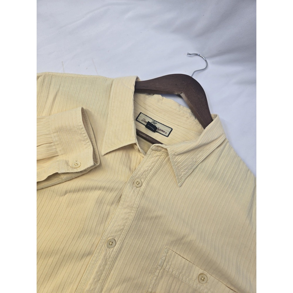 Tommy Bahama Button Up Shirt Mens Size XXL Yellow Short Sleeve Silk‎ Blend